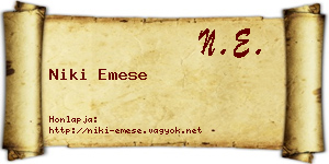 Niki Emese névjegykártya